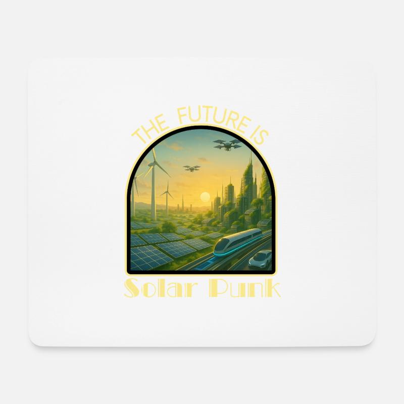 Solar-Punk-Stadt - Mousepad (Querformat) - Weiß