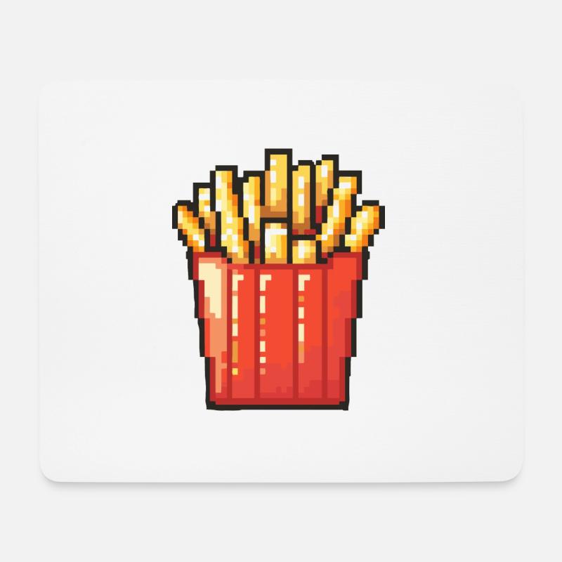 Pommes Pixel Gamer - Mousepad (Querformat) - Weiß