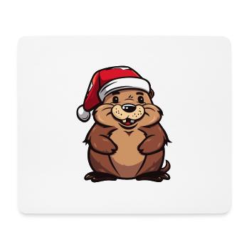 Beaver Christmas - Mouse Pad (horizontal) - white - Front