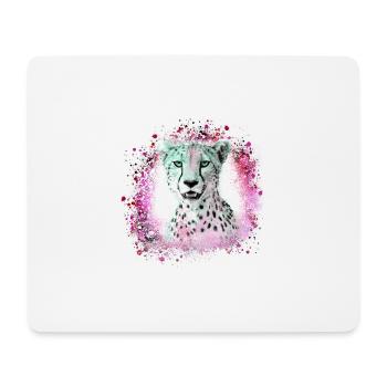 léopard, chat, chat sauvage, graffiti, peinture, rose - Tapis de souris (format paysage) - blanc - Devant
