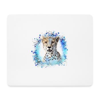 léopard, chat, chat sauvage, graffiti, peinture, bleu - Tapis de souris (format paysage) - blanc - Devant