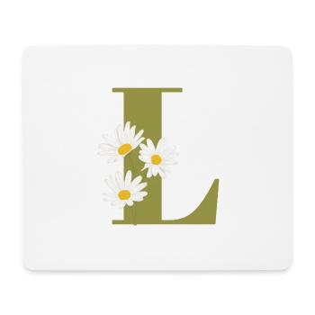 Lettre l vert marguerites - Tapis de souris (format paysage) - blanc - Devant