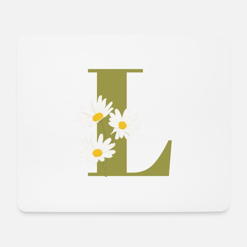 Buchstabe l Grüne Gänseblümchen - Mousepad (Querformat) - Weiß