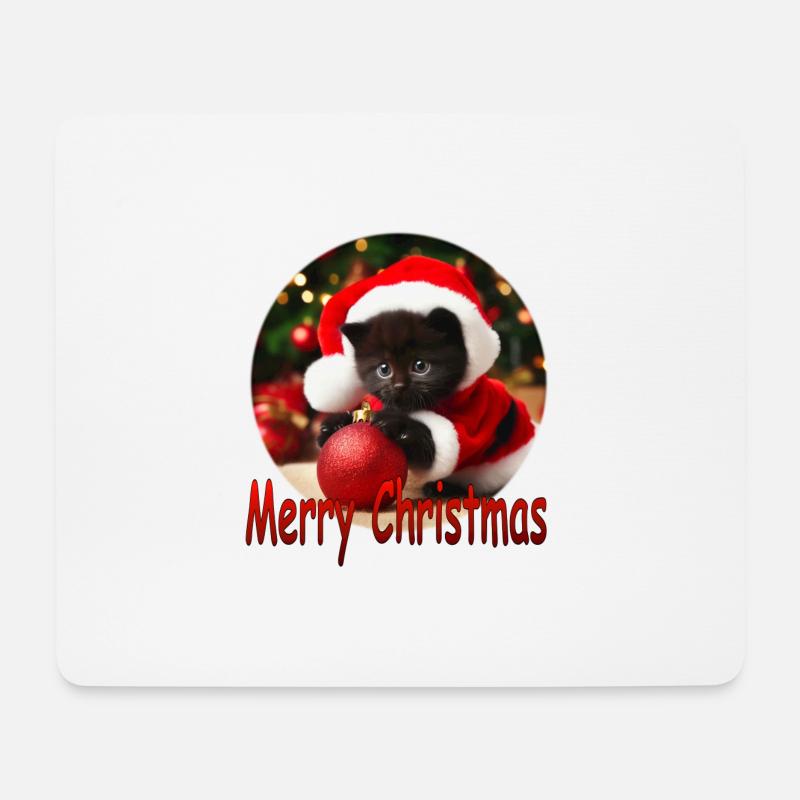 Merry Christmas Cat 02 - Mousepad (Querformat) - Weiß