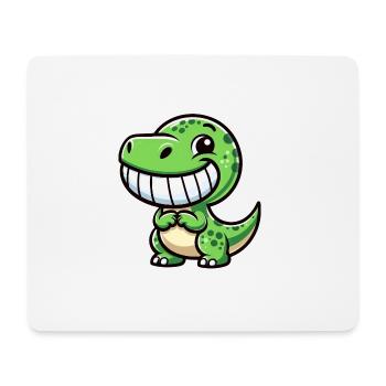 Süßer Dino T-Rex schüchtern Cartoon Zähne grinsen - Mousepad (Querformat) - Weiß - Vorne