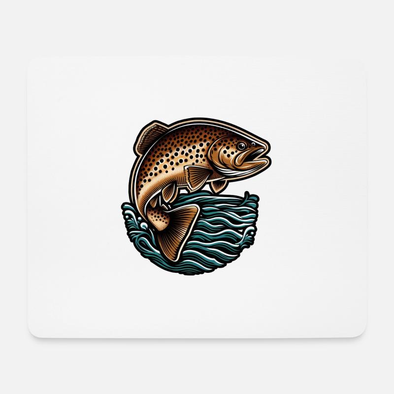 Bachforelle Forelle Angeln Fisch - Mousepad (Querformat) - Weiß