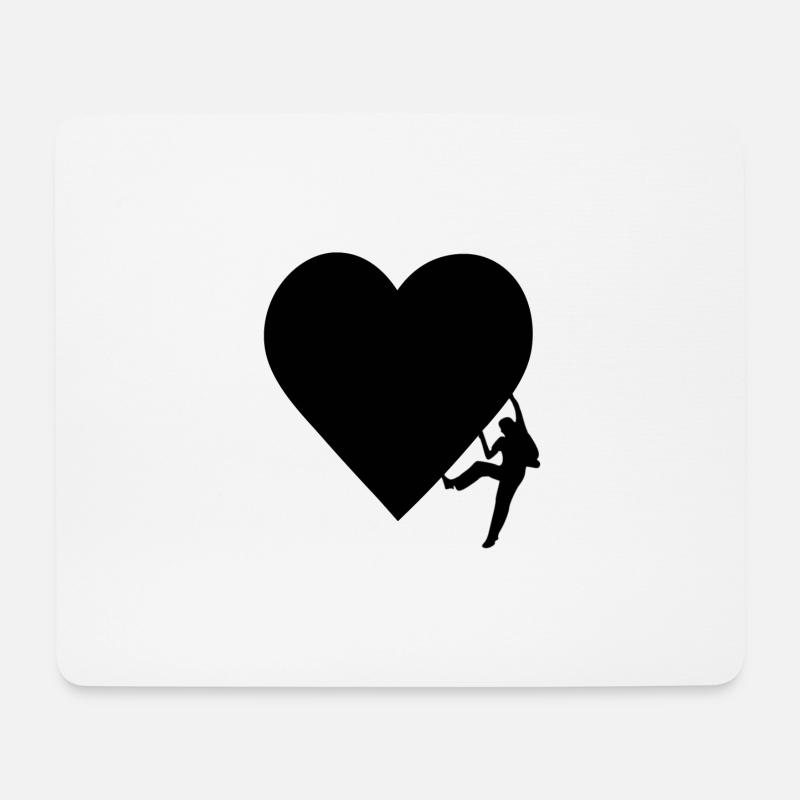 Boulder Herz klettern schwarz klettern mit Herz - Mousepad (Querformat) - Weiß