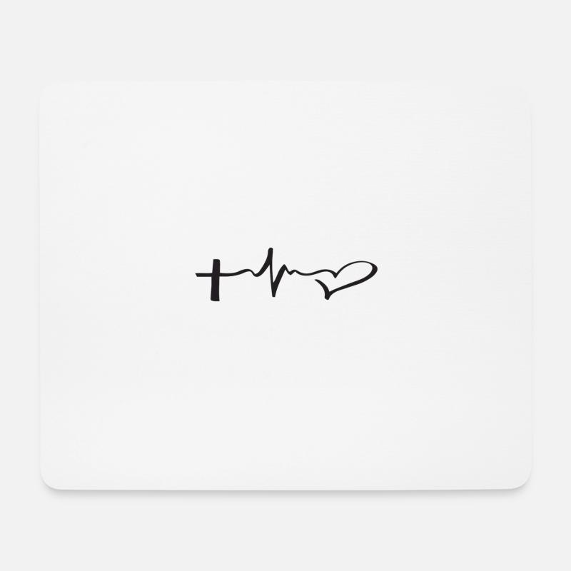 Kreuz = Liebe (schwarzes Logo) - Mousepad (Querformat) - Weiß