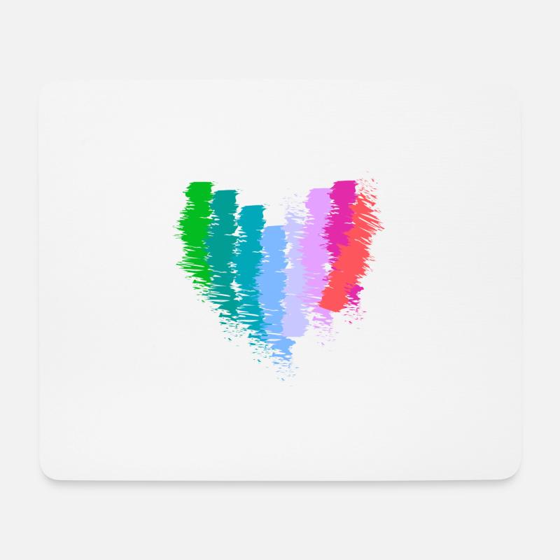 herz, regenbogen,pinsel,malerei,bunt, Zeichnung - Mousepad (Querformat) - Weiß