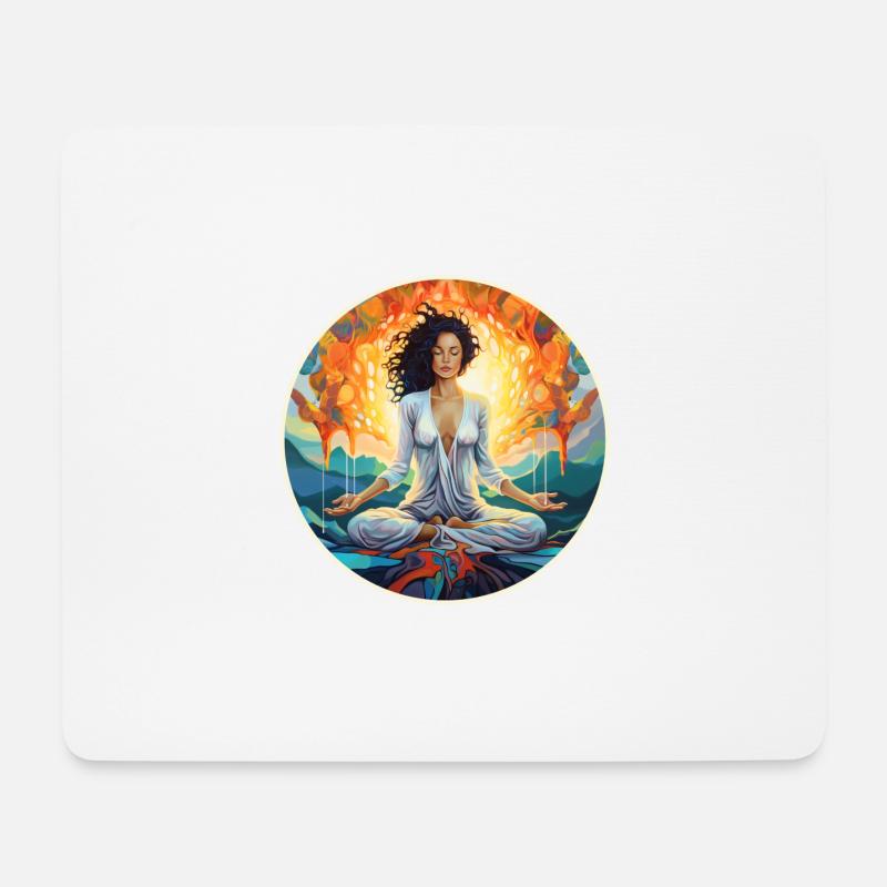 Meditierende Frau - Mousepad (Querformat) - Weiß