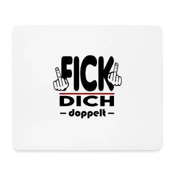 Fick Dich doppelt Mittelfinger Fuck Off Sprüche - Mousepad (Querformat) - Weiß - Vorne