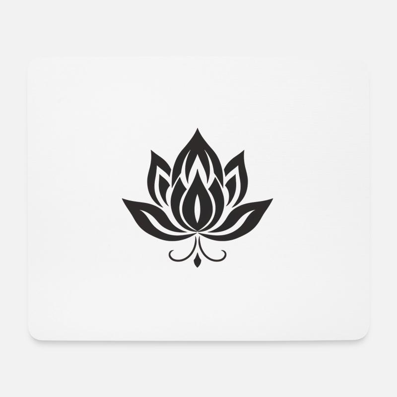 Minimalistisches Karma Lotusblüte T-Shirt - Mousepad (Querformat) - Weiß