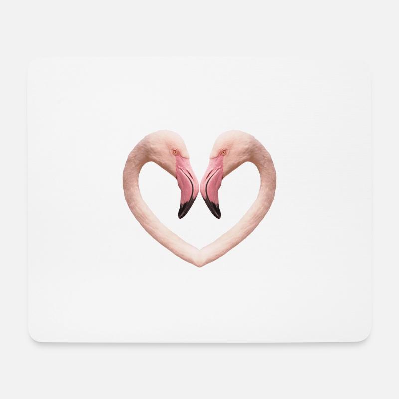 Flamingo-Herz - Mousepad (Querformat) - Weiß