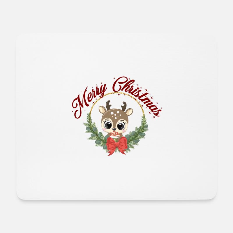 süsses Rentier Weihnachten Rudolf Merry Christmas - Mousepad (Querformat) - Weiß