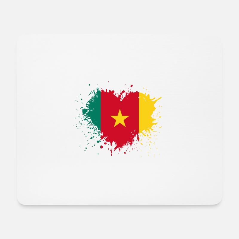 coeur drapeau cameroun - Tapis de souris (format paysage) - blanc