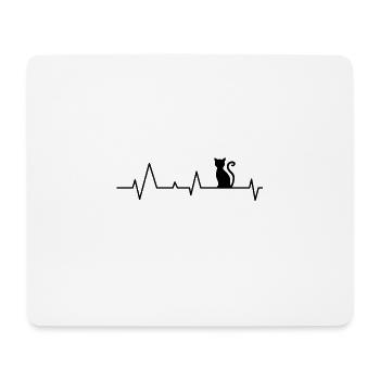 Battement de coeur de chat noir - Tapis de souris (format paysage) - blanc - Devant