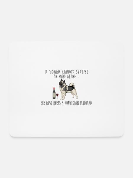 Eine Frau braucht Wein und einen norwegischen Hirschhund - Mousepad (Querformat) - Weiß