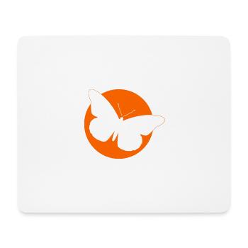 Weiße Schmetterlingssilhouette – Orange Circle Art - Mousepad (Querformat) - Weiß - Vorne