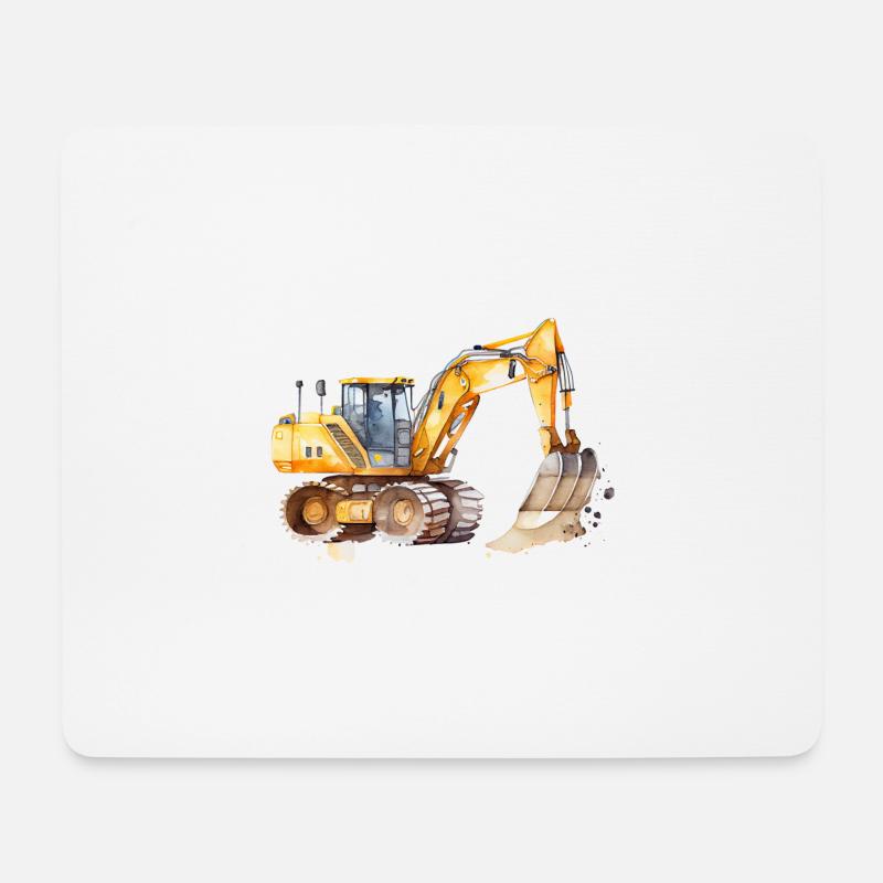 Bagger - Mousepad (Querformat) - Weiß