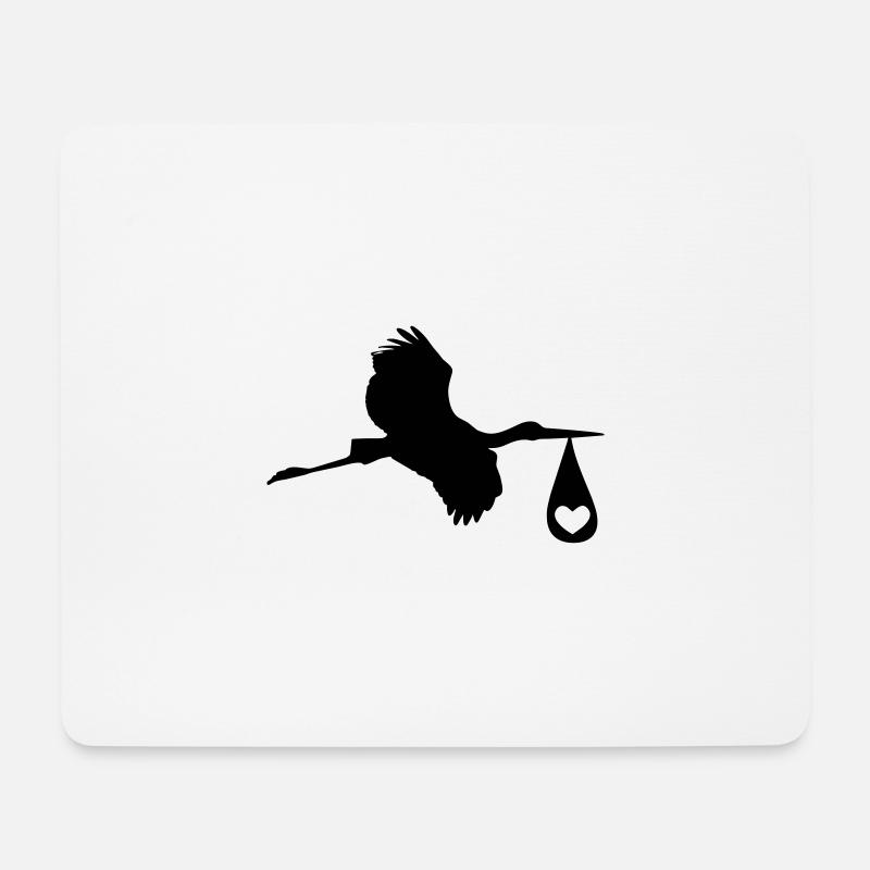 Klapperstorch bringt Neugeborenes - Mousepad (Querformat) - Weiß