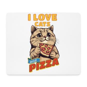 Cat I Love Cats And Pizza Funny Funny Humor - Mouse Pad (horizontal) - white - Front
