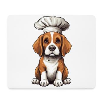Cooking Beagle with Chef's Hat, Funny Design for - Mouse Pad (horizontal) - white - Front