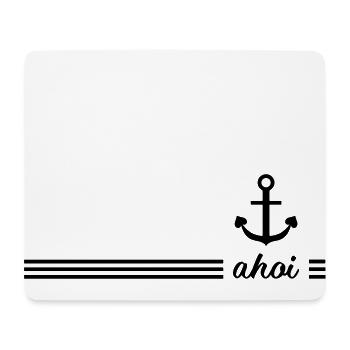 Maritimes norddeutsches Design: Ahoi mit Anker - Mousepad (Querformat) - Weiß - Vorne