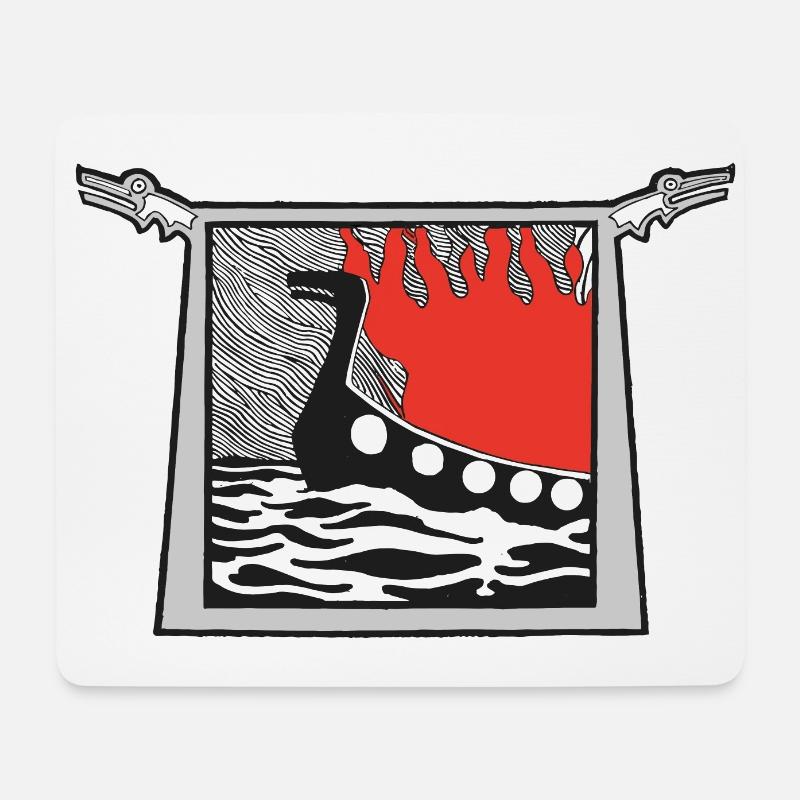 Brennendes Wikingerschiff - Mousepad (Querformat) - Weiß