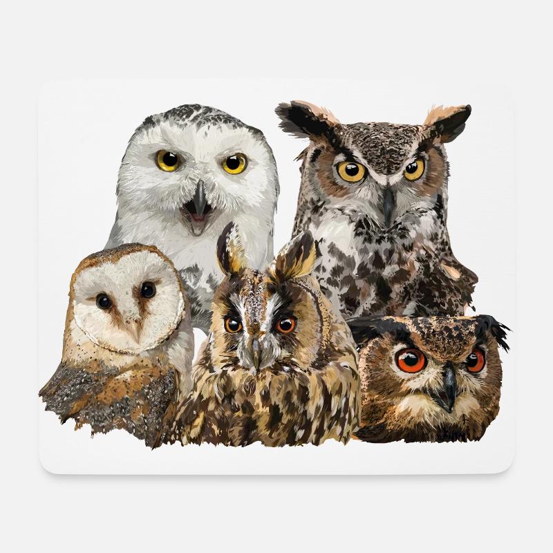 Eulen - Mousepad (Querformat) - Weiß