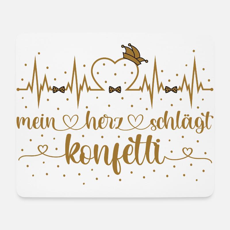Fasching Herzschlag EKG Mein Herz schlägt Konfetti - Mousepad (Querformat) - Weiß