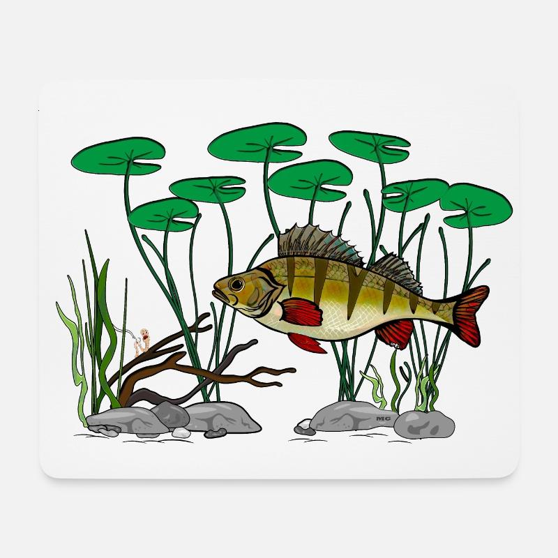 Perch fishing - Mouse Pad (horizontal) - white