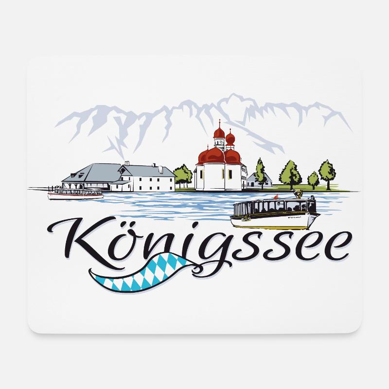 Königssee Halbinsel Hirschau St. Bartholomä - Mousepad (Querformat) - Weiß
