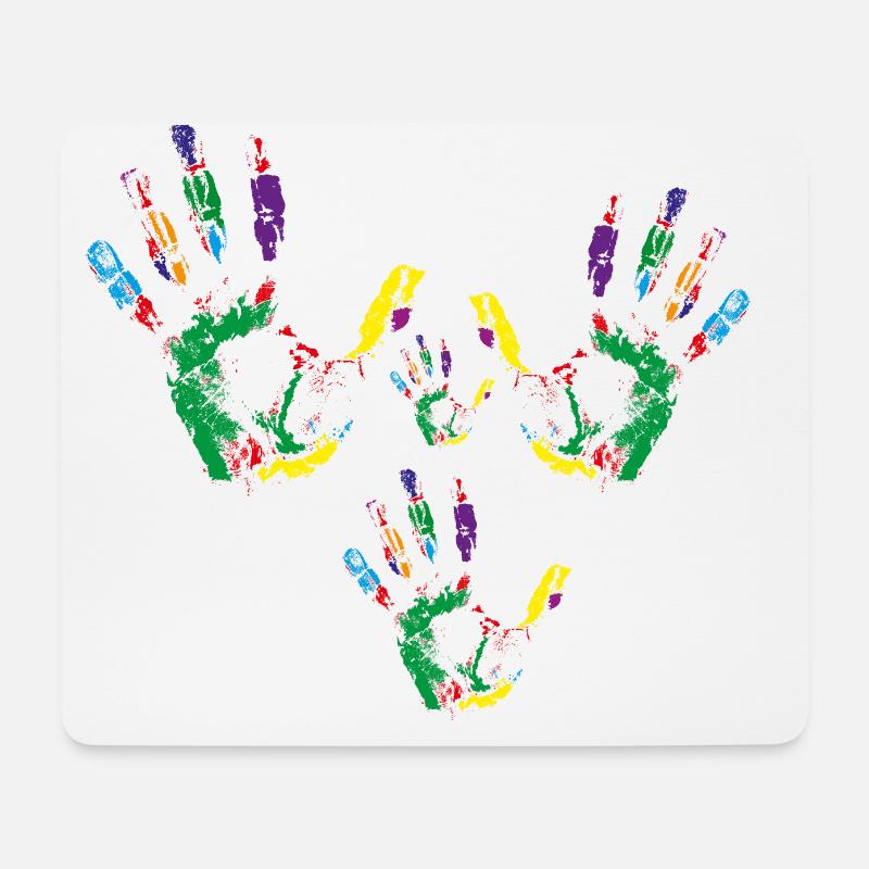 4 Handabdrücke - Mousepad (Querformat) - Weiß
