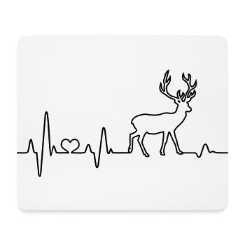 Herzschlag Hirsch Natur Tier Wald Rothirsch EKG - Mousepad (Querformat) - Weiß - Vorne