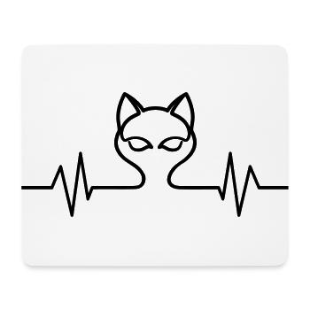 Katze Herzschlag Katzengesicht Puls Katzen EKG - Mousepad (Querformat) - Weiß - Vorne