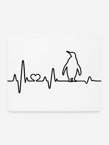 Herzschlag Pinguin EKG Pinguine Südpol Antarktis - Mousepad (Querformat) - Weiß