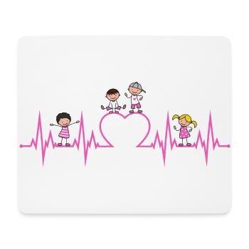 Coeur enfants Heartbeat aiment profession d'éducateur rose - Tapis de souris (format paysage) - blanc - Devant