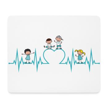 Heartbeat Heart enfants aiment profession d'éducateur turquoise - Tapis de souris (format paysage) - blanc - Devant