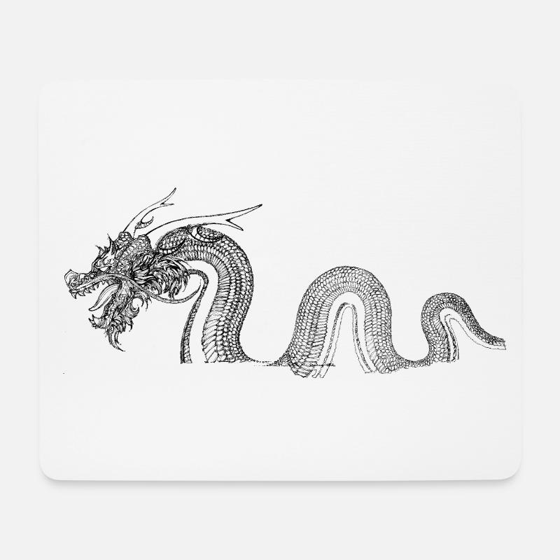 black dragon - Mousepad (Querformat) - Weiß