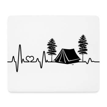 zelten Herzschlag Zelt Camping Liebe campen Natur - Mousepad (Querformat) - Weiß - Vorne