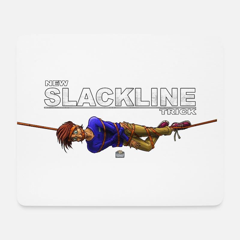 Neuer Slackline-Trick - verrückter Slackliner - Mousepad (Querformat) - Weiß