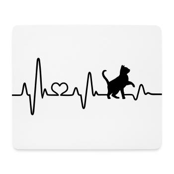 Katze Liebe Katzen Herzschlag Katzenfreund EKG - Mousepad (Querformat) - Weiß - Vorne