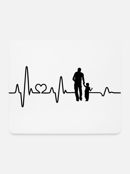 Bester Papa Vater und Sohn Hand in Hand Herzschlag - Mousepad (Querformat) - Weiß
