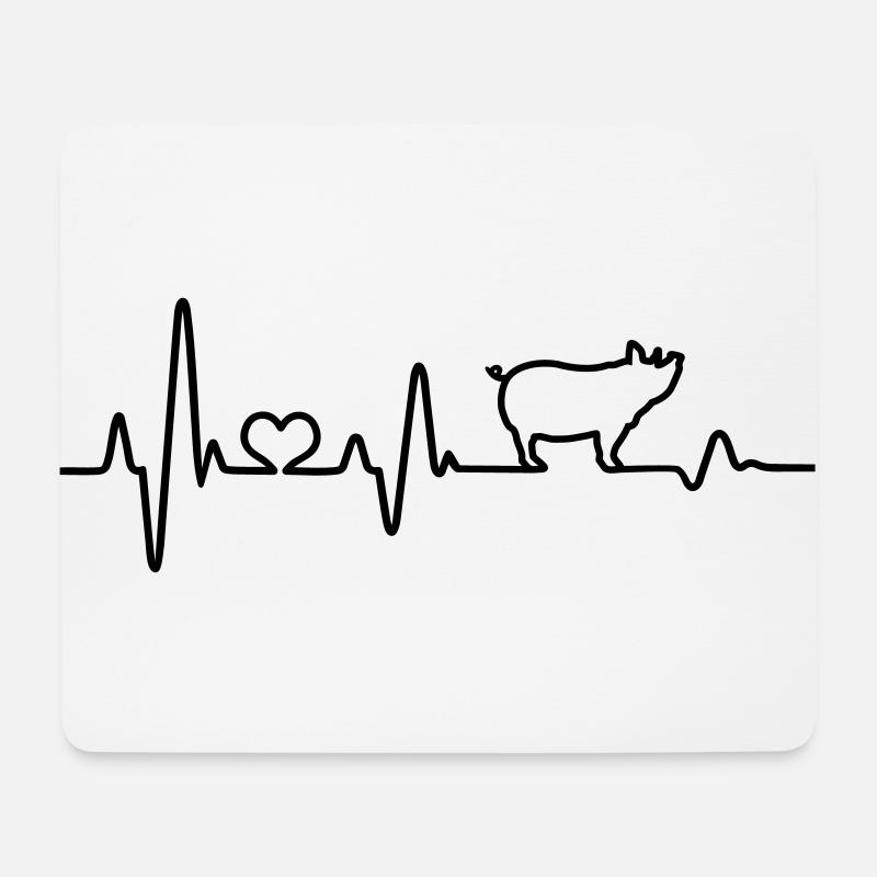 Schwein Bauer Herzschlag Bauernhof Landwirt EKG - Mousepad (Querformat) - Weiß