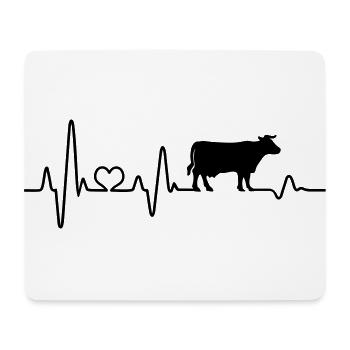 vache coeur battement de vache vache ferme vaches fermier boeuf - Tapis de souris (format paysage) - blanc - Devant