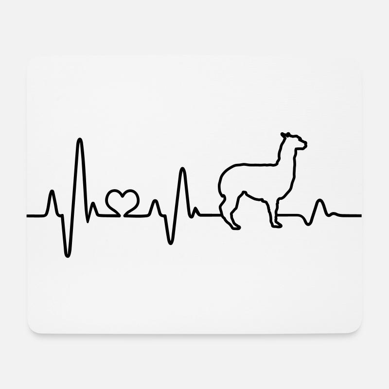 Alpaka Herzschlag Alpakazucht Ich liebe Alpakas - Mousepad (Querformat) - Weiß