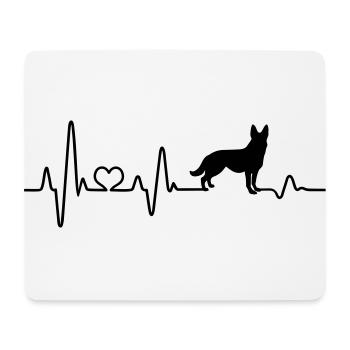 Hund Schäferhund Herzschlag Hundehalter Hundeliebe - Mousepad (Querformat) - Weiß - Vorne