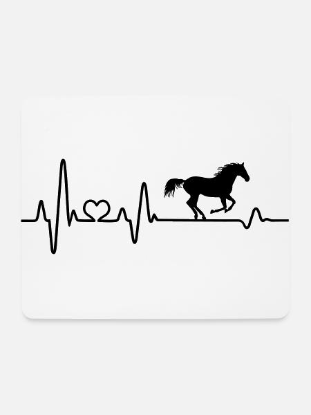 Pferd Galopp Herzschlag Reiter Reiterin Reiten EKG - Mousepad (Querformat) - Weiß