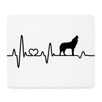 Loup battement de coeur loups EKG hurle hurlement - Tapis de souris (format paysage) - blanc - Devant