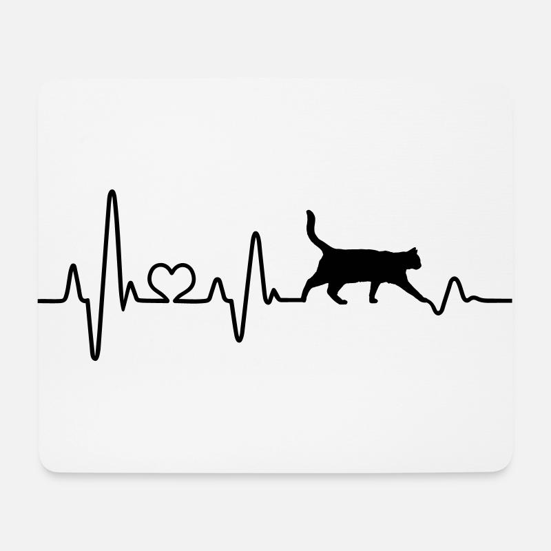Katze Herzschlag Pulsschlag liebe Katzenfreund - Mousepad (Querformat) - Weiß